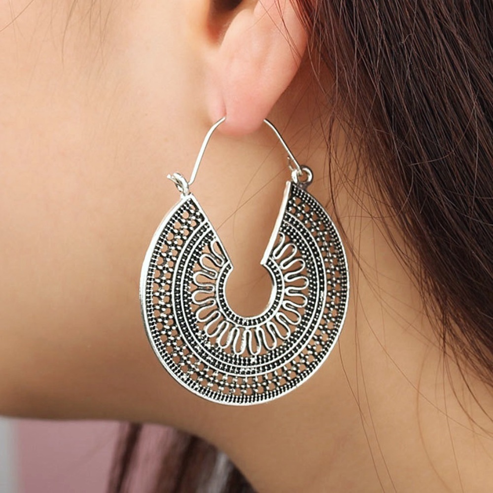 Any 2/$20! Antiqued Silver Openwork Boho Earrings - Picture 3 of 8